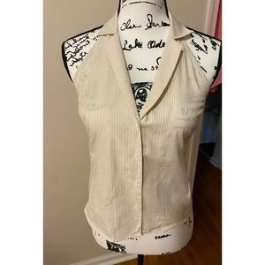 Banana Republic Size Medium Cream Backless Front buttons with collar